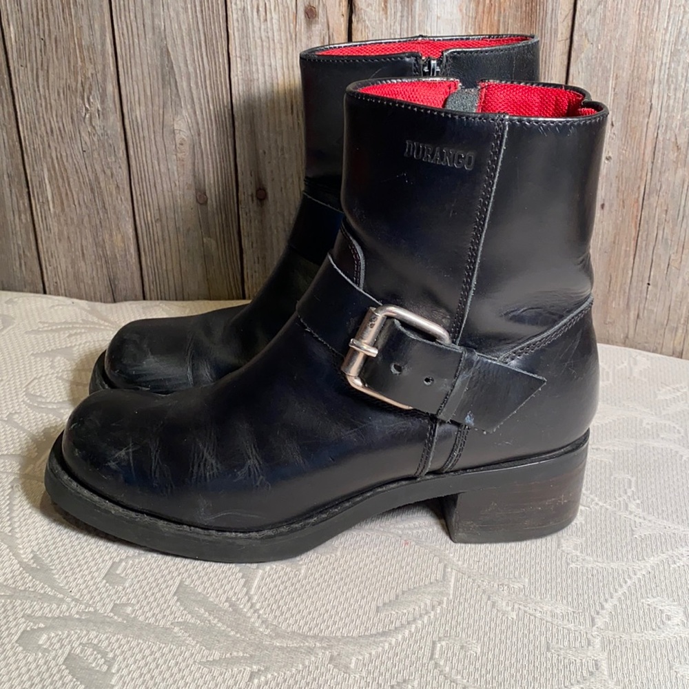Durango black Moto motorcycle zip ankle boots